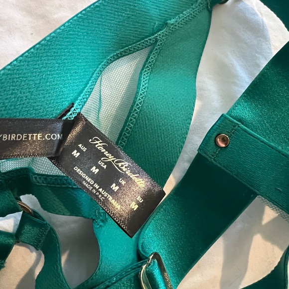 Honey Birdette kukuro jade full set - bra 34DD panties and suspenders M - Picture 7 of 8